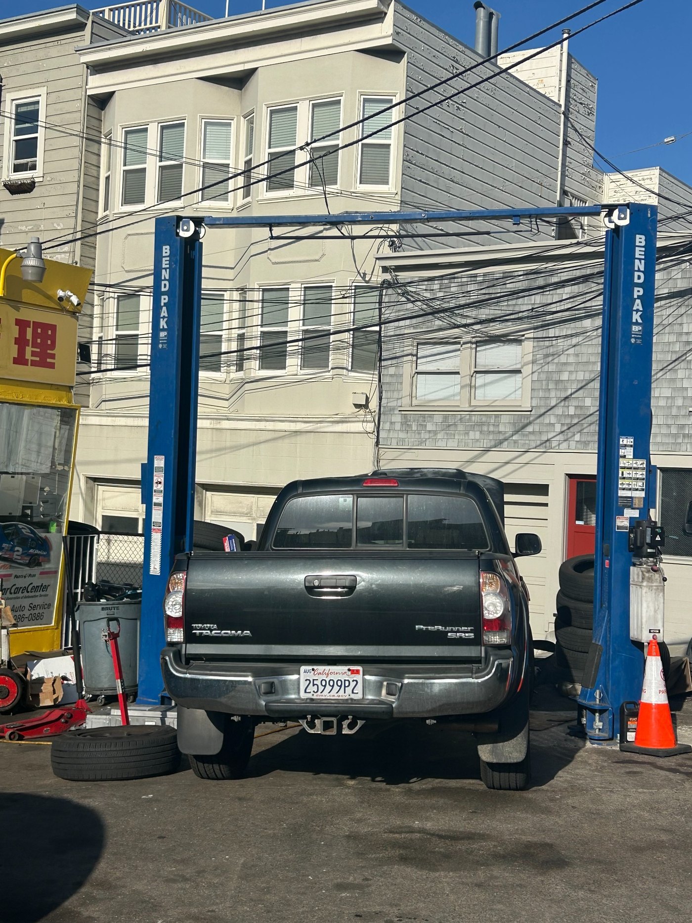 Lift and service bay at Bob's Auto SF